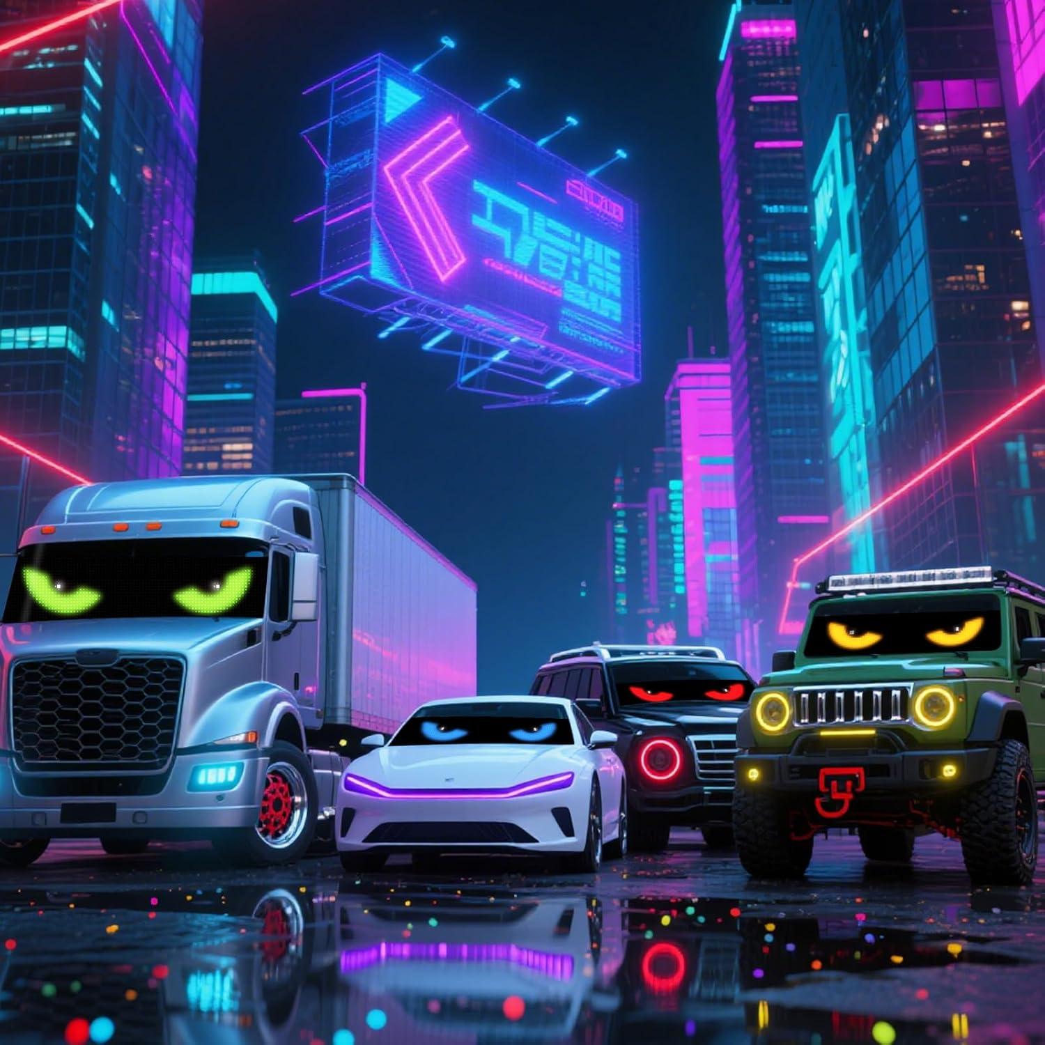 Ojos LED Animados LifeBeam para Parabrisas 59.4cm x 11.9cm