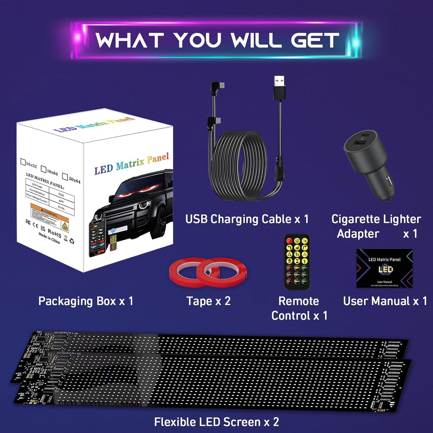 Ojos LED Animados LifeBeam para Parabrisas 59.4cm x 11.9cm