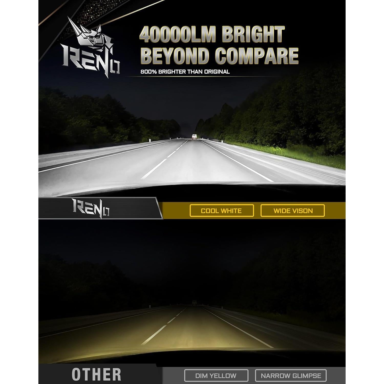 Bombillas LED RENO H11 40000LM 6500K Luz de Niebla Pack 2