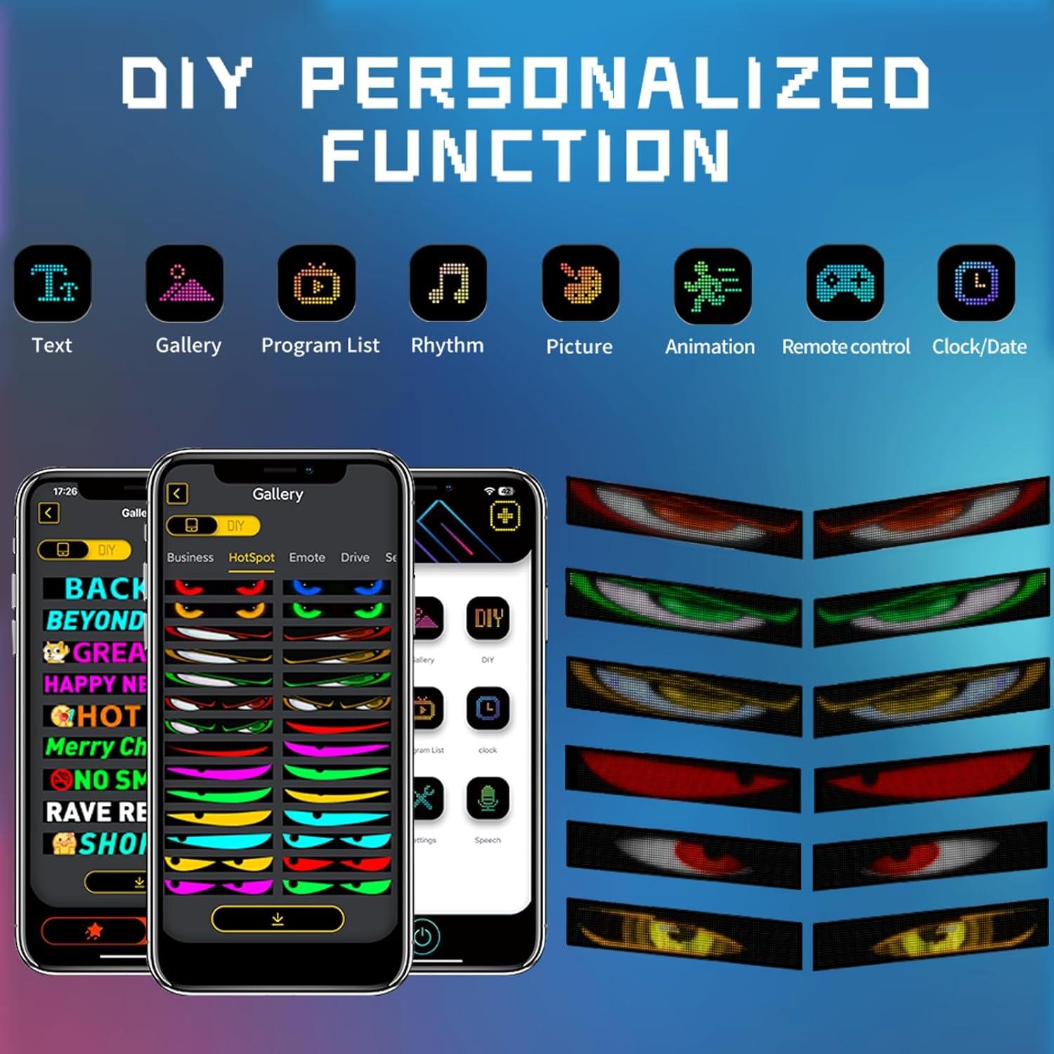 Ojos LED Programables Sulmeyhub 59.6cm para Carro USB