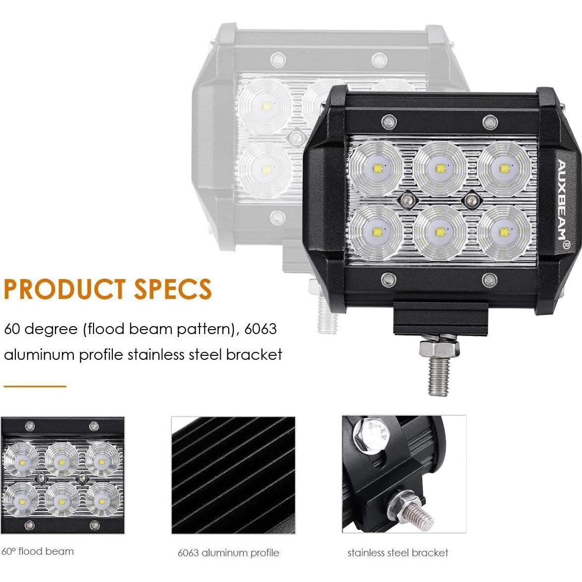 Barra de luz LED Auxbeam 4" 18W 1800lm IP67 - Paquete de 2