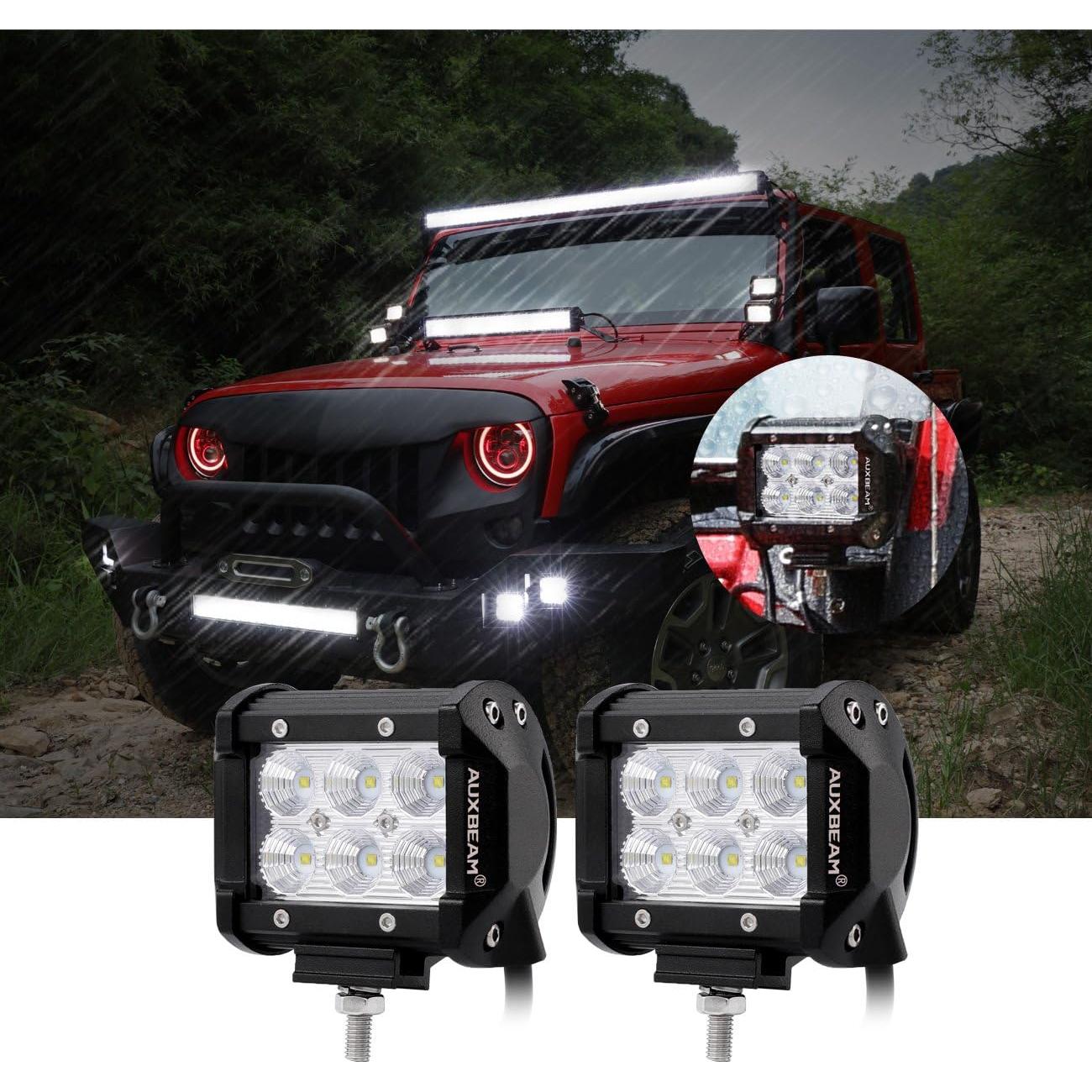 Barra de luz LED Auxbeam 4" 18W 1800lm IP67 - Paquete de 2