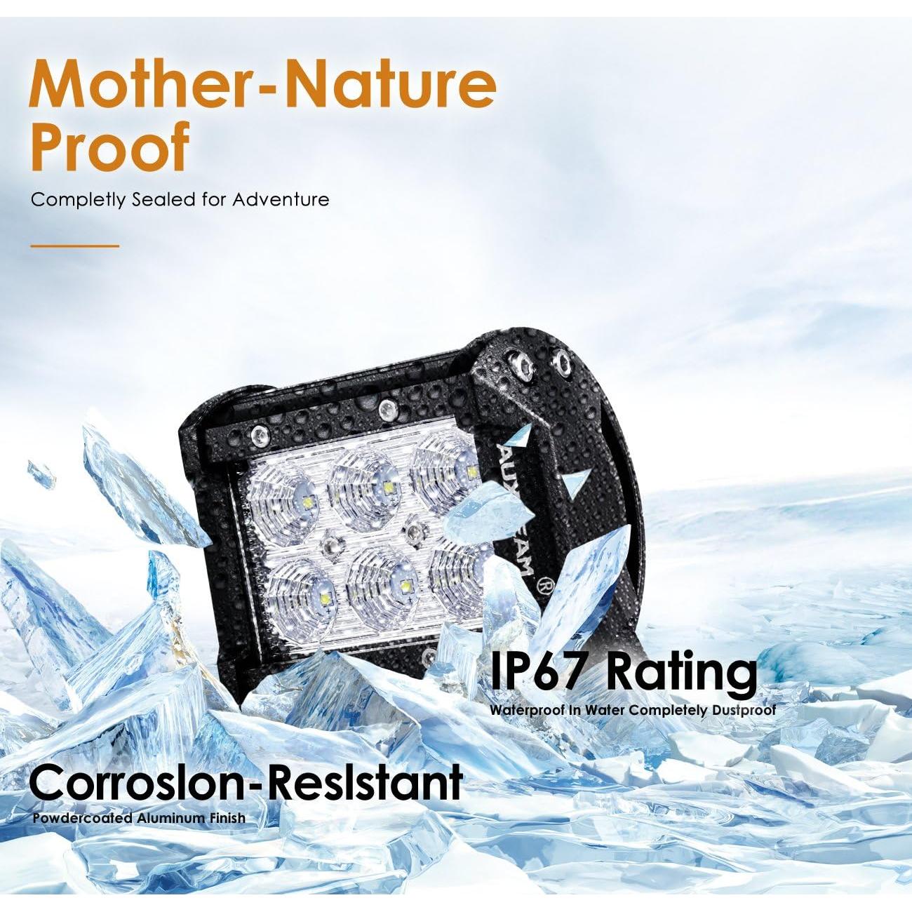 Barra de luz LED Auxbeam 4" 18W 1800lm IP67 - Paquete de 2