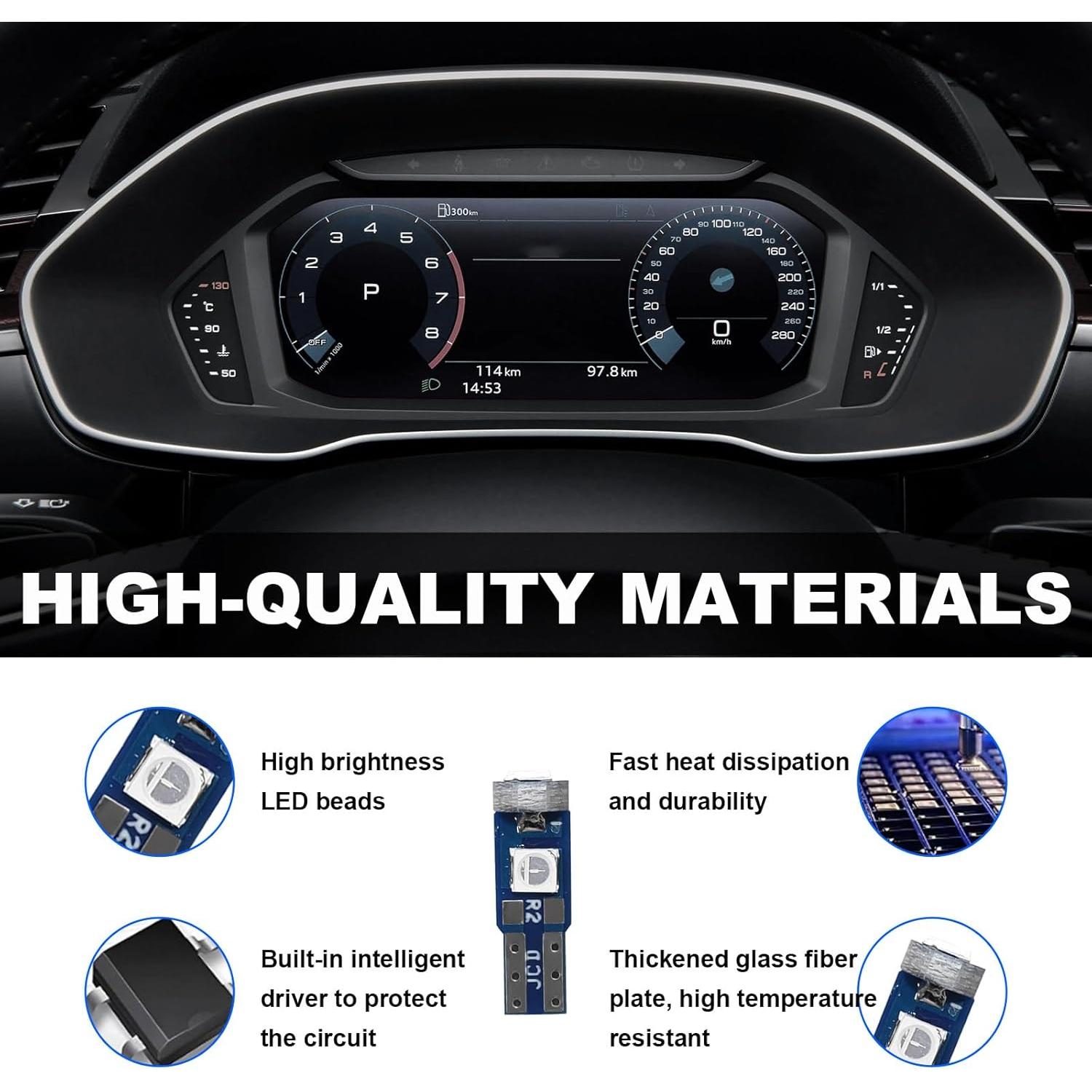 Augeny 20PCS Bombillas LED T5 para Tablero de Coche Azul