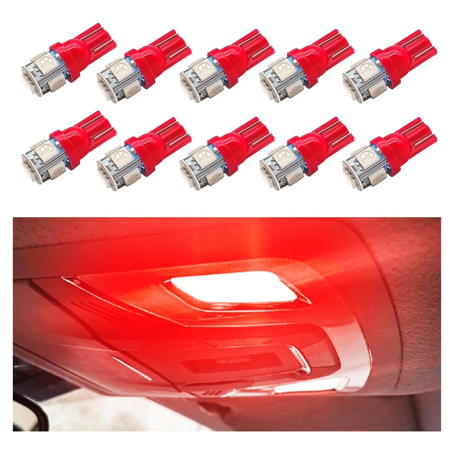 Bombillas LED Kutyun 194 Rojas 12V DC Paquete de 10