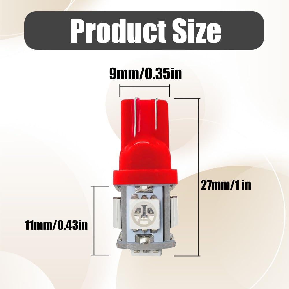 Bombillas LED Kutyun 194 Rojas 12V DC Paquete de 10