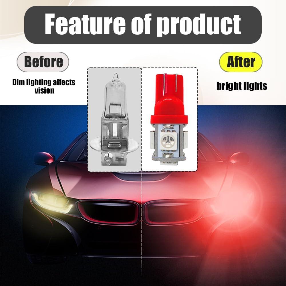 Bombillas LED Kutyun 194 Rojas 12V DC Paquete de 10