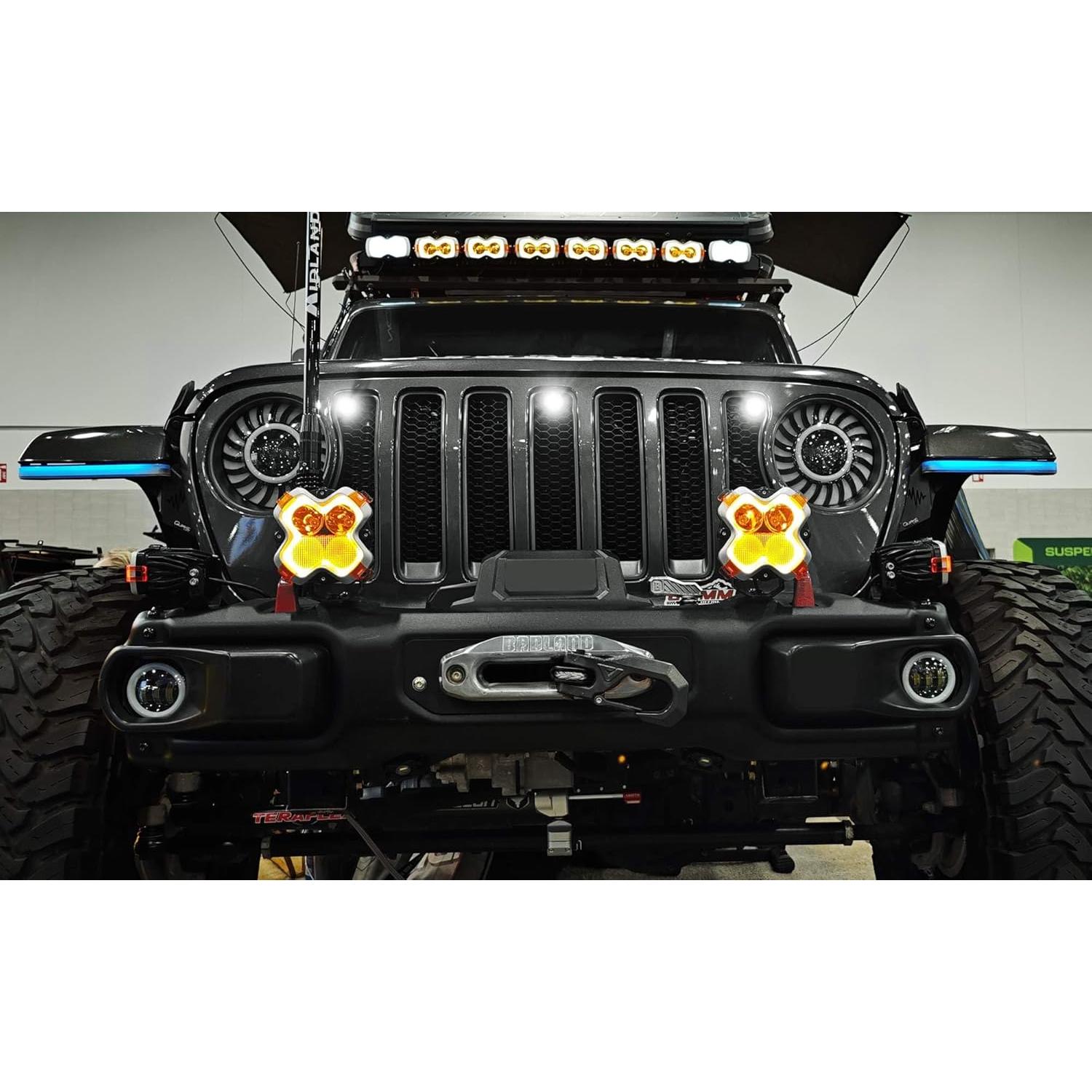 Kit de Luz de Parrilla LED iJDMTOY 3pc Blanco Xenón Jeep JL/JT