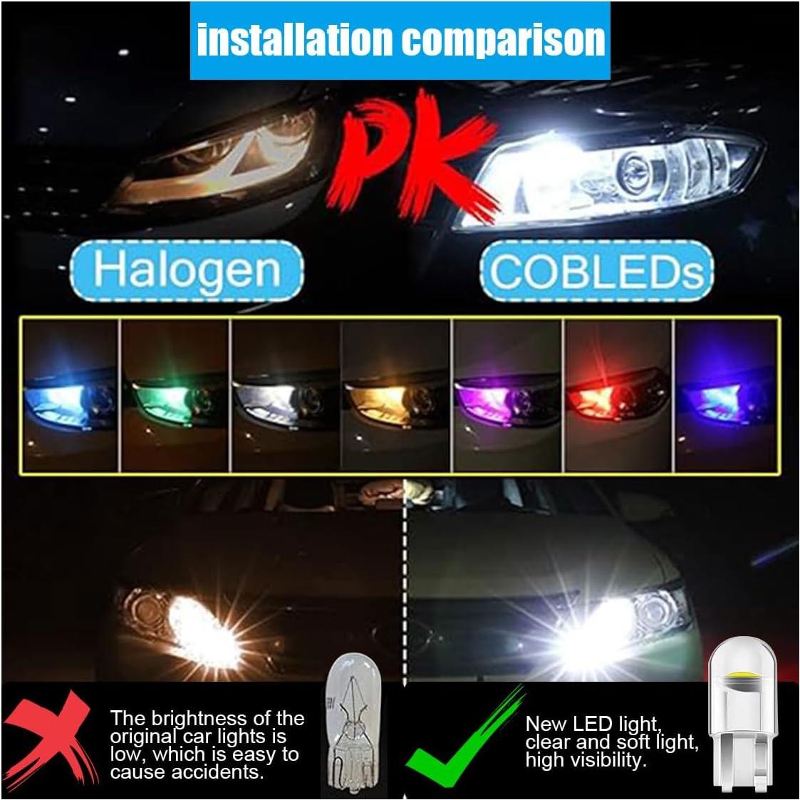 30 Bombillas LED T10 12V 6000K GLSOWEE Azul Hielo