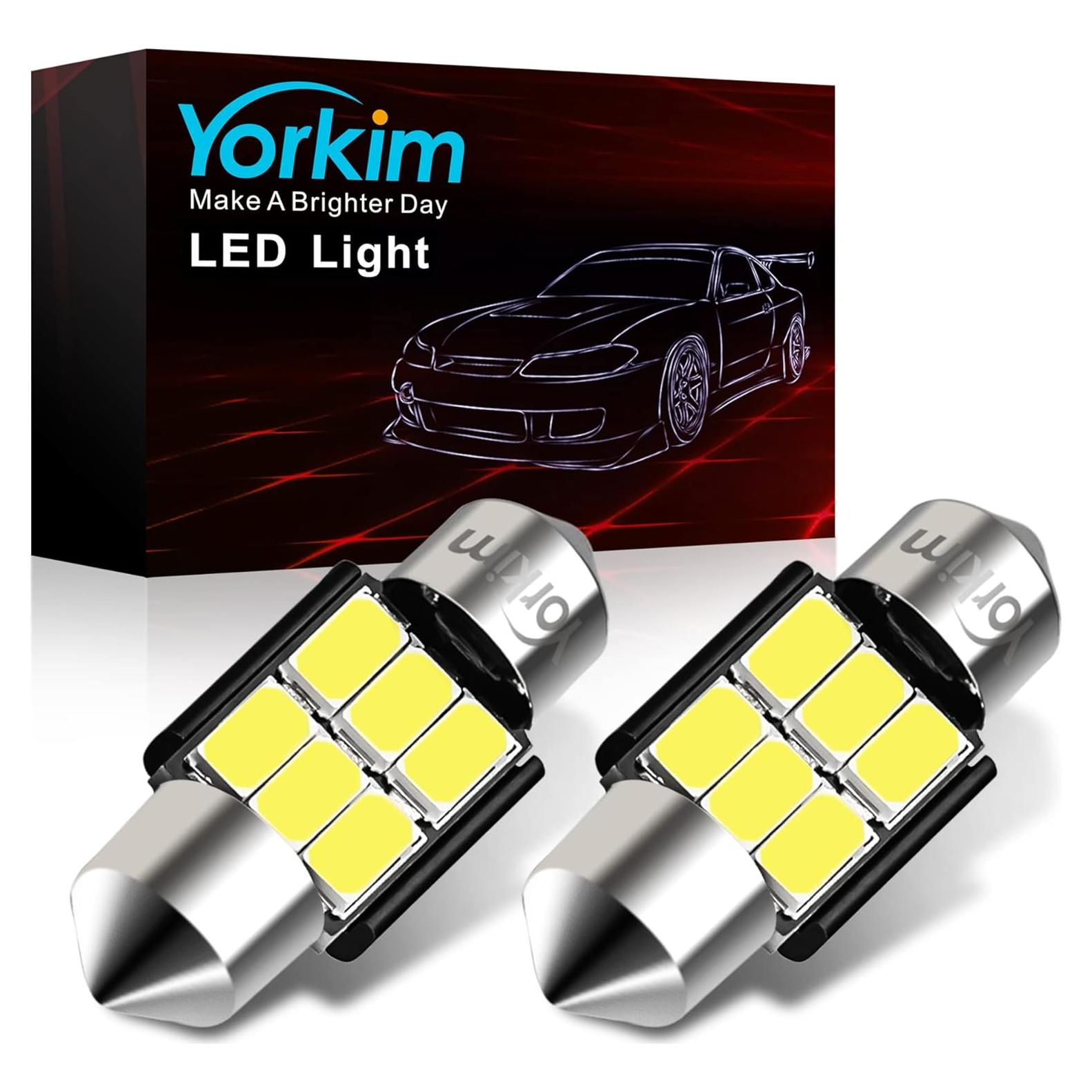 Bombillas LED Festoon Yorkim 31mm 12V Blancas Paquete de 2