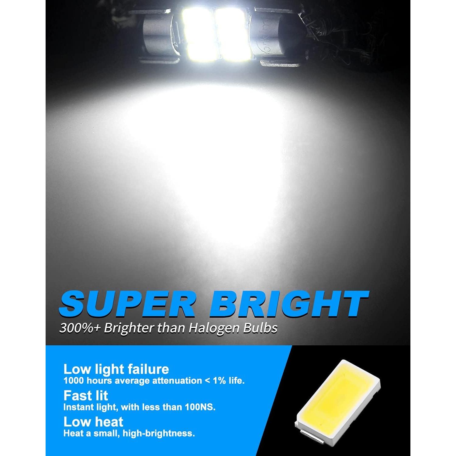 Bombillas LED Festoon Yorkim 31mm 12V Blancas Paquete de 2