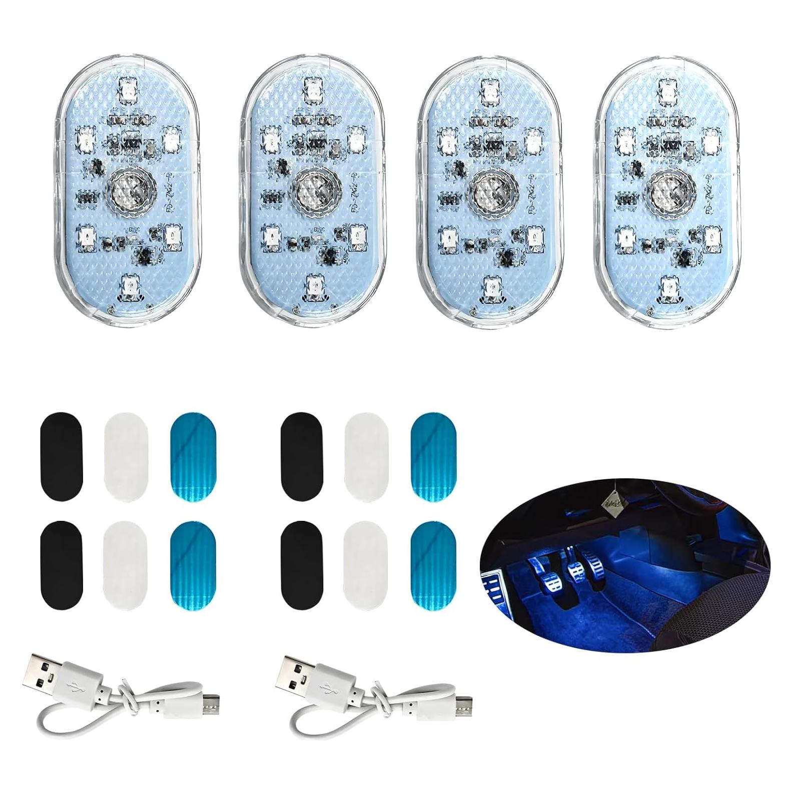 Bombilla LED Interior de Coche QKWL 4PCS Azul 7 Colores
