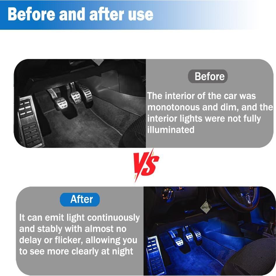 Bombilla LED Interior de Coche QKWL 4PCS Azul 7 Colores
