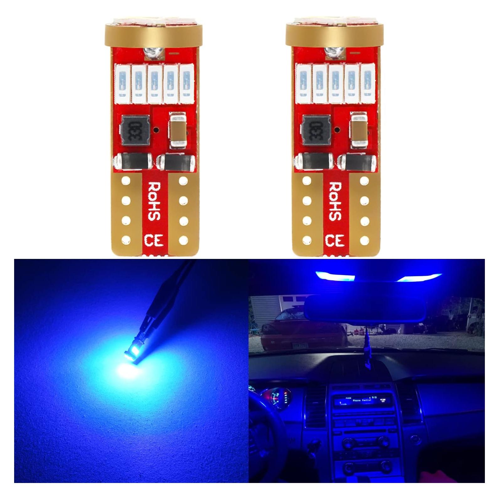 Bombillas LED T10 PHINLION 194 Azules 500 Lúmenes Paquete de 2