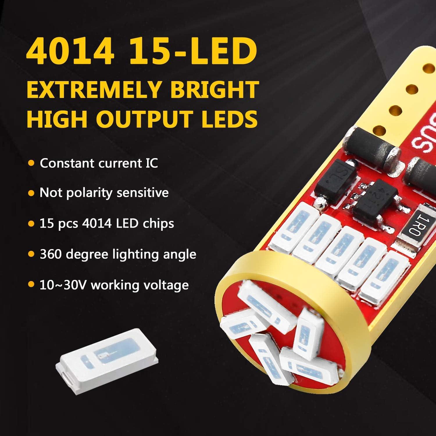 Bombillas LED T10 PHINLION 194 Azules 500 Lúmenes Paquete de 2