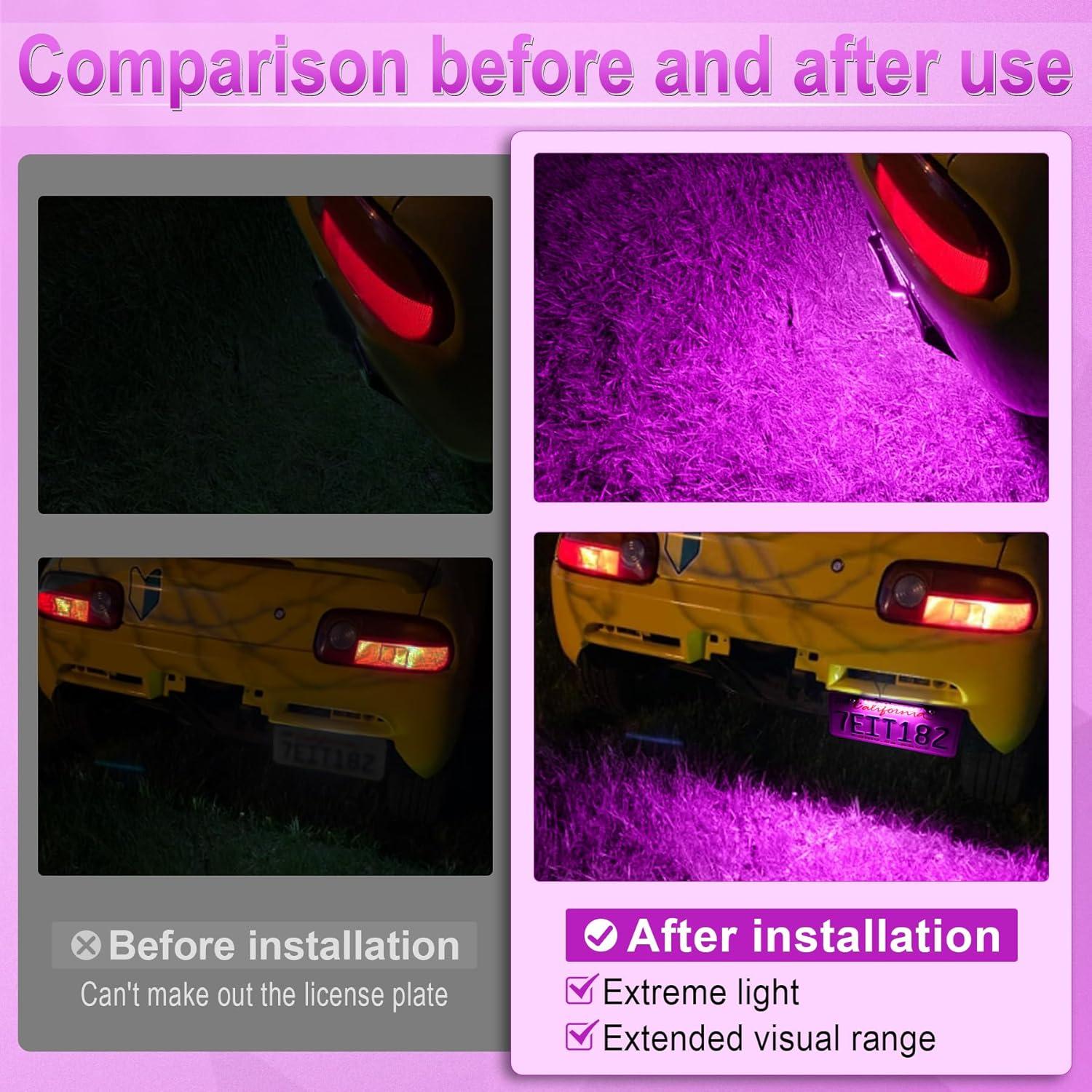 Luz de Placa de Licencia LED LivTee Impermeable 14.1 cm Púrpura