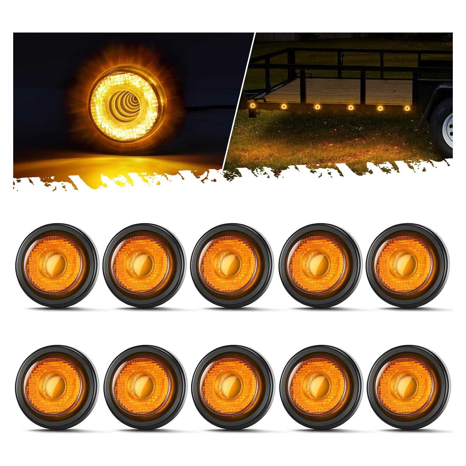 Partsam 10 Pcs Luces LED Marcador 2" Ámbar Impermeables