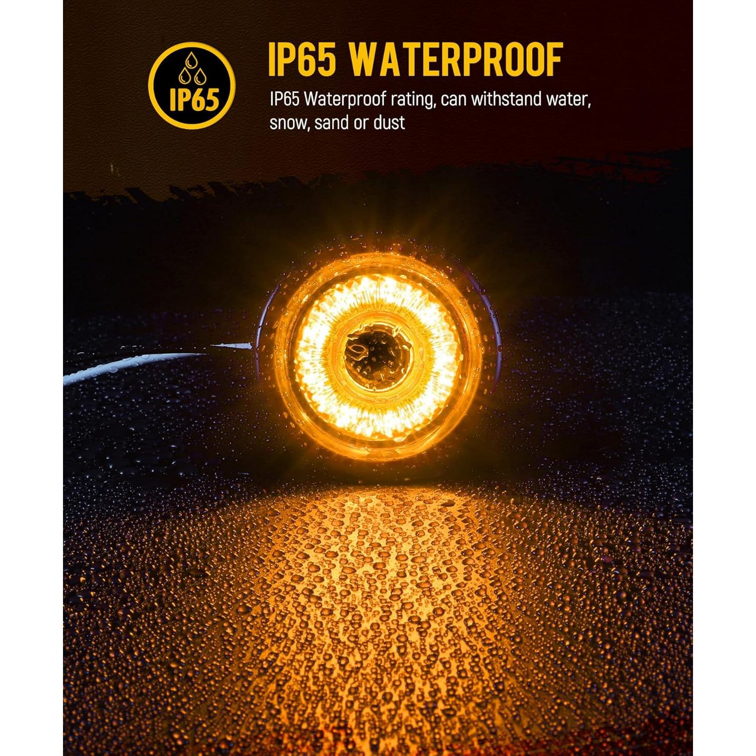 Partsam 10 Pcs Luces LED Marcador 2" Ámbar Impermeables