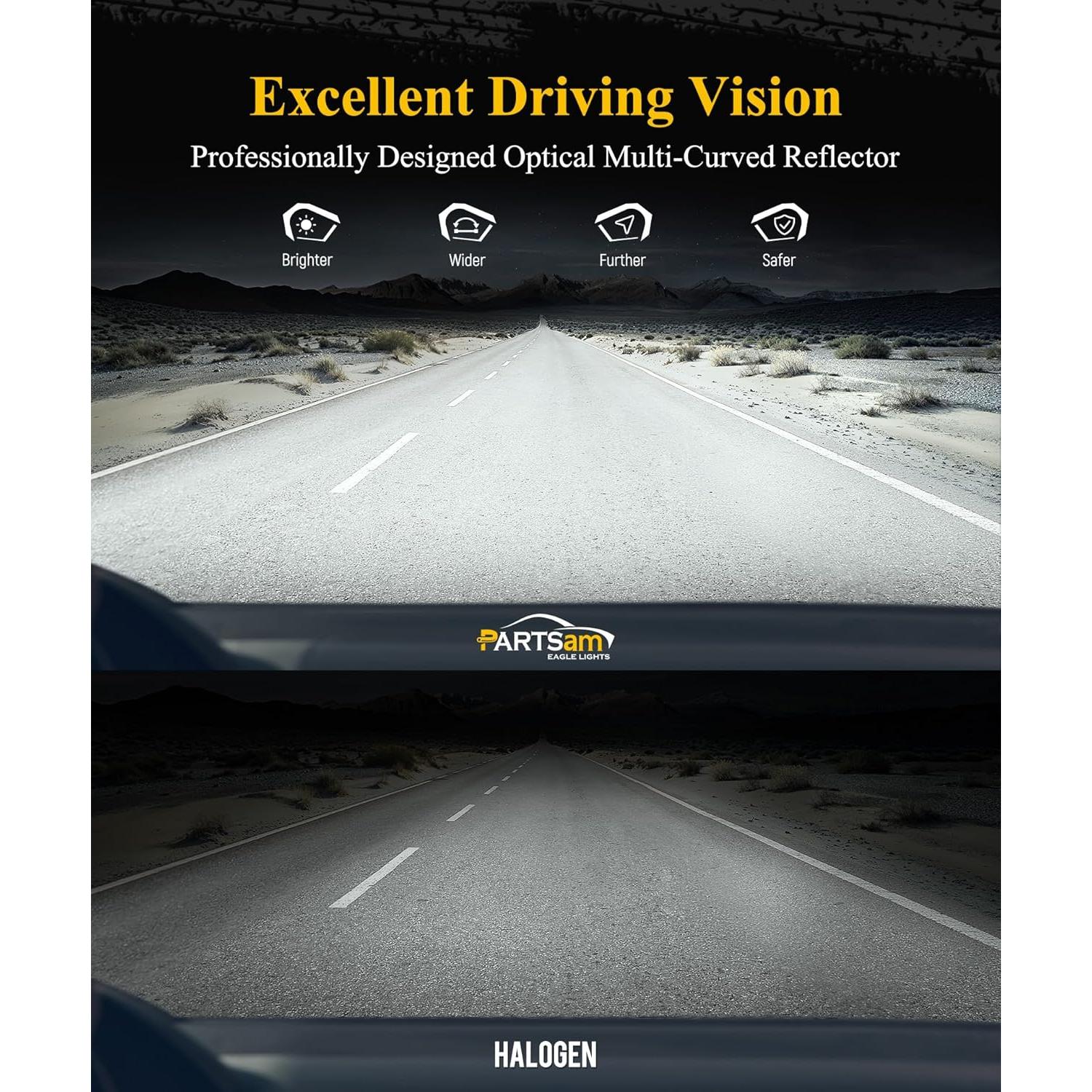 Partsam Eagle Eye Headlights H6054 LED 7x6 5x7, Hi/Low Sealed Beam with Start & End Animation, Sequential Turn Signal, Anti-Glare, DRL, Silver, DOT Approved