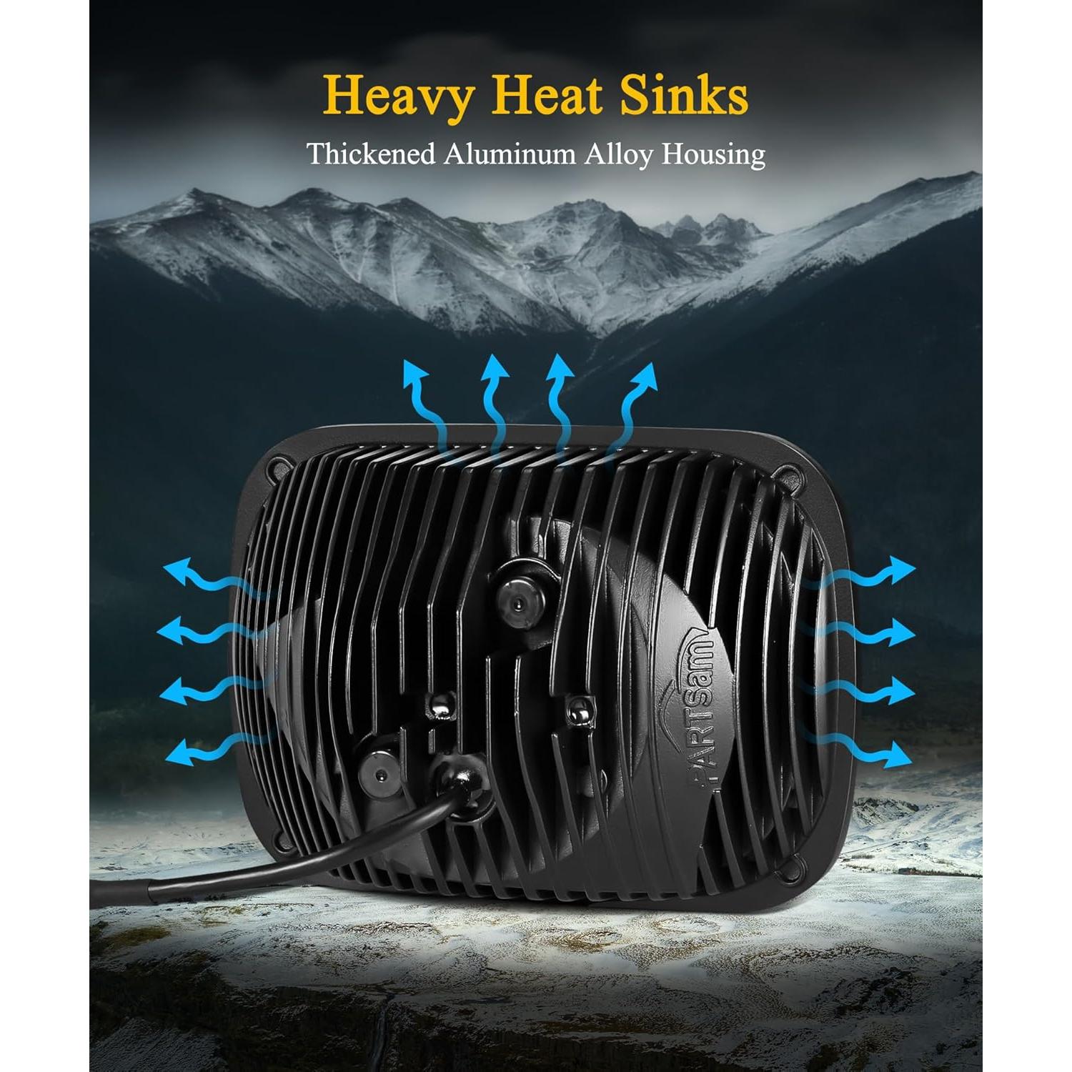 Partsam Eagle Eye Headlights H6054 LED 7x6 5x7, Hi/Low Sealed Beam with Start & End Animation, Sequential Turn Signal, Anti-Glare, DRL, Silver, DOT Approved