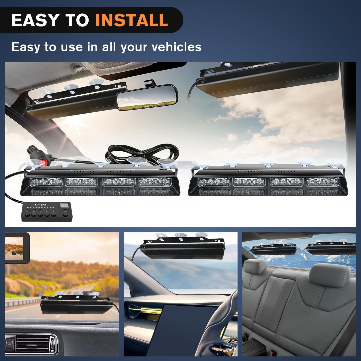 Luces Strobe de Emergencia Nilight 32 LEDs Verde y Blanco