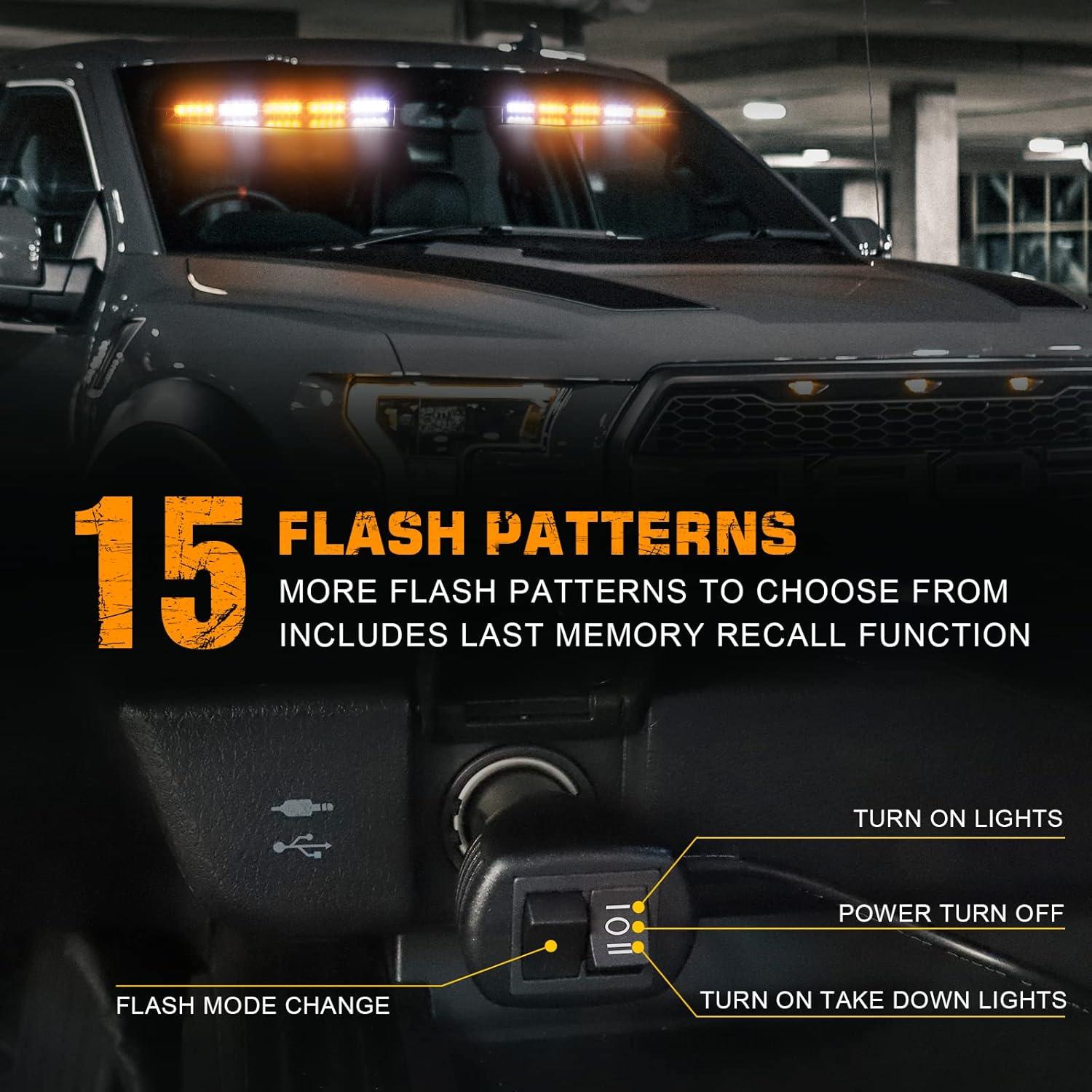 Luces Estroboscópicas de Emergencia XRIDONSEN 40 LED Ámbar/Blanco