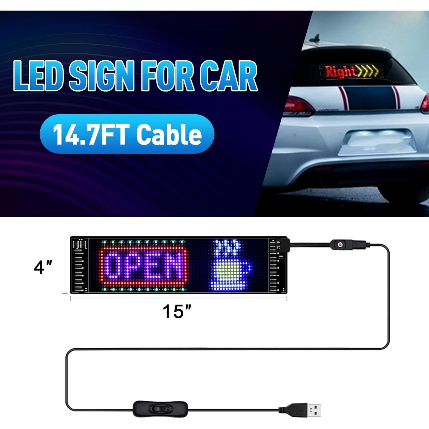 Señal LED Programable GOTUS 17.78x7.62cm Control APP Bluetooth