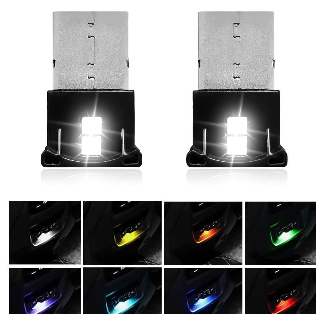2 Mini Luces LED USB FSTURIOS RGB Ajustables 5V para Vehículo
