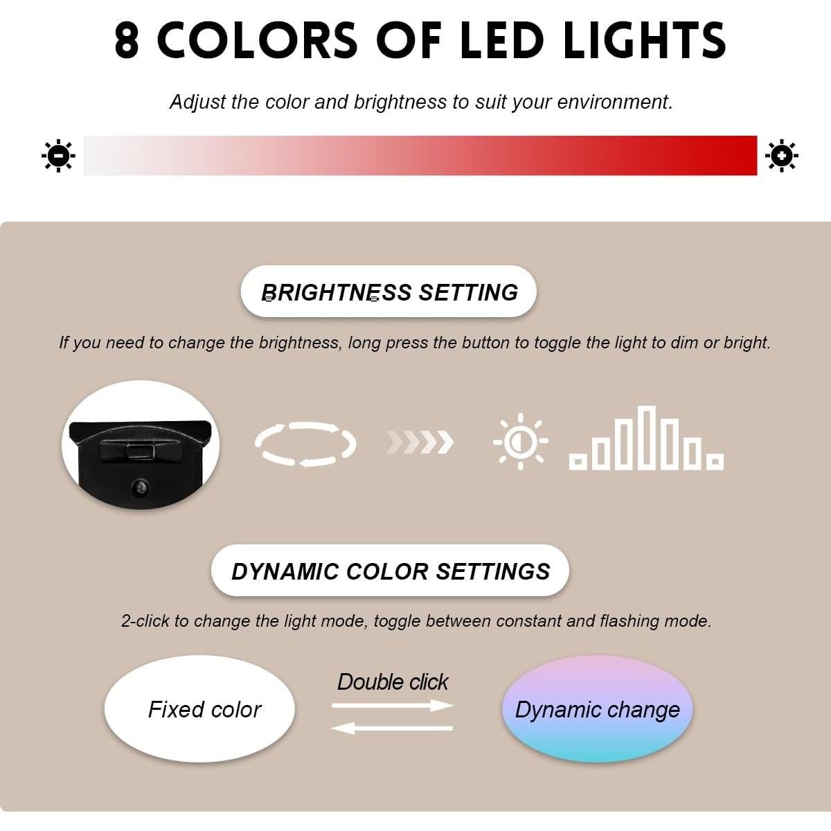 2 Mini Luces LED USB FSTURIOS RGB Ajustables 5V para Vehículo