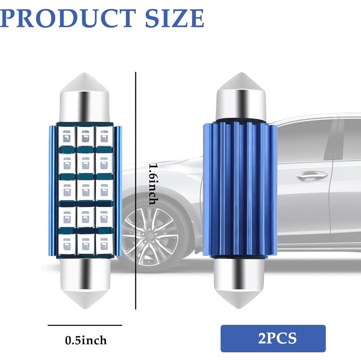 Bombilla LED 578 IHOTDER Azul 2PCS 400 Lúmenes 12V