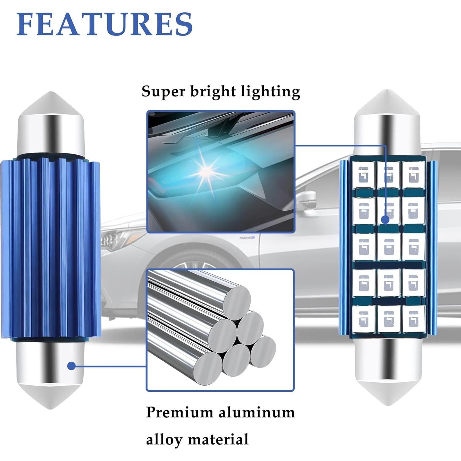 Bombilla LED 578 IHOTDER Azul 2PCS 400 Lúmenes 12V