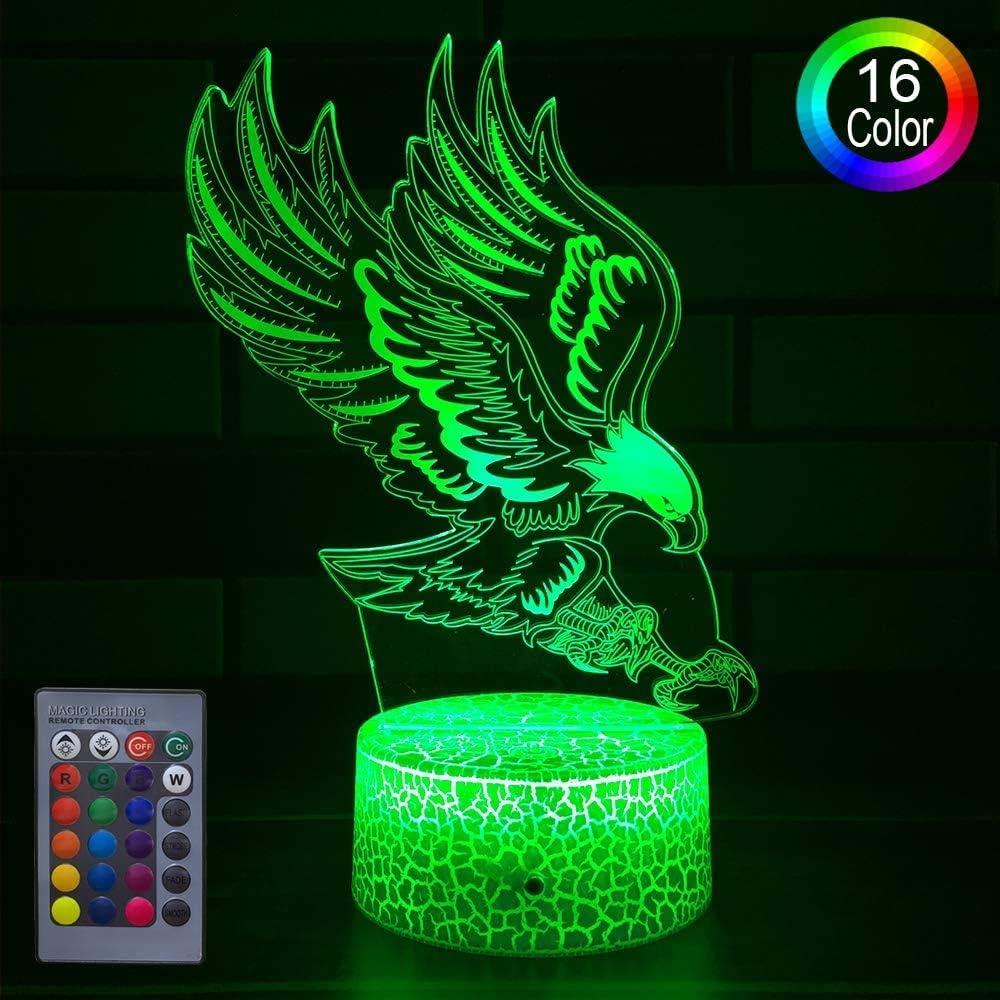 Luz Nocturna 3D Águila ZhuangYu con Control Remoto 16 Colores