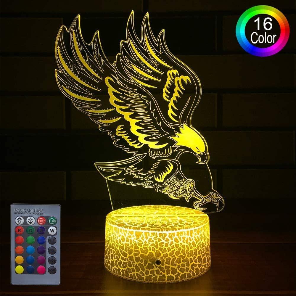 Luz Nocturna 3D Águila ZhuangYu con Control Remoto 16 Colores