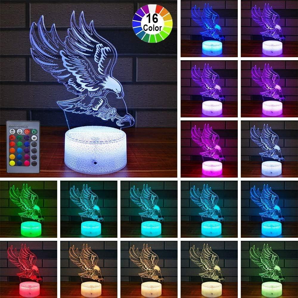 Luz Nocturna 3D Águila ZhuangYu con Control Remoto 16 Colores