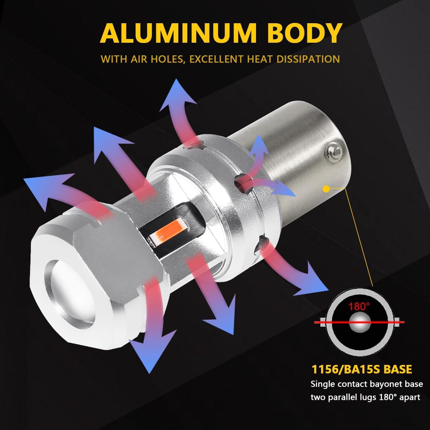 Bombillas LED Rojas PHINLION 1156 3600 Lúmenes Paquete de 2