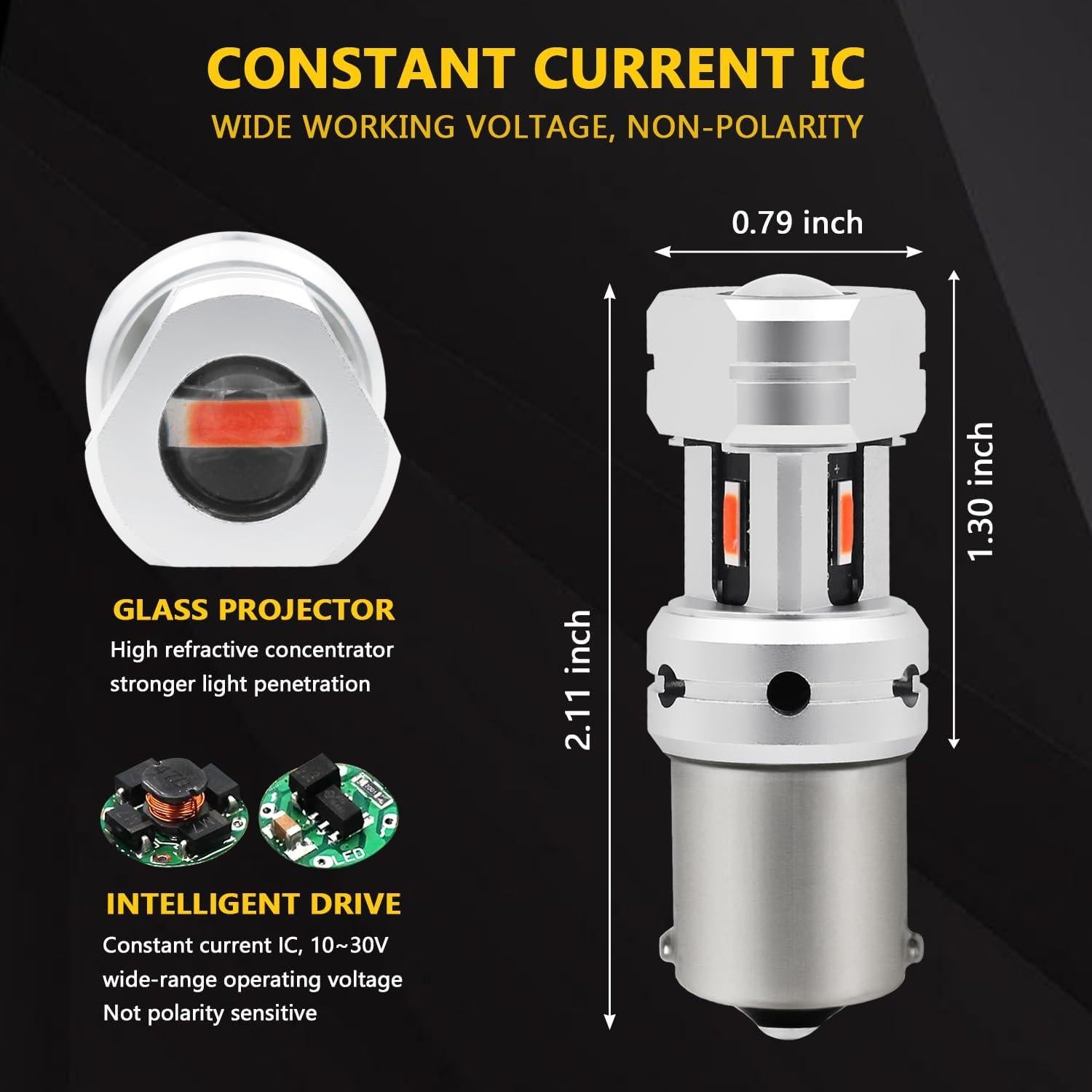 Bombillas LED Rojas PHINLION 1156 3600 Lúmenes Paquete de 2