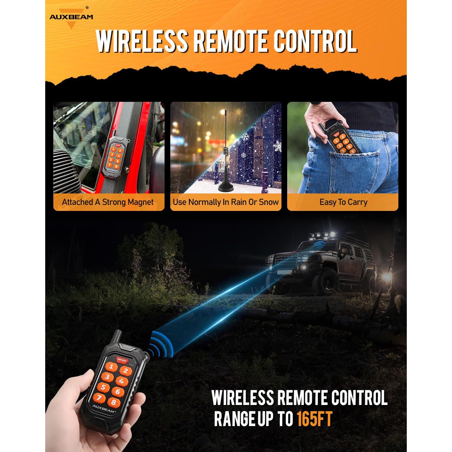 Panel de Interruptores Auxbeam RC800 8 Gang Inalámbrico RGB 12V/24V