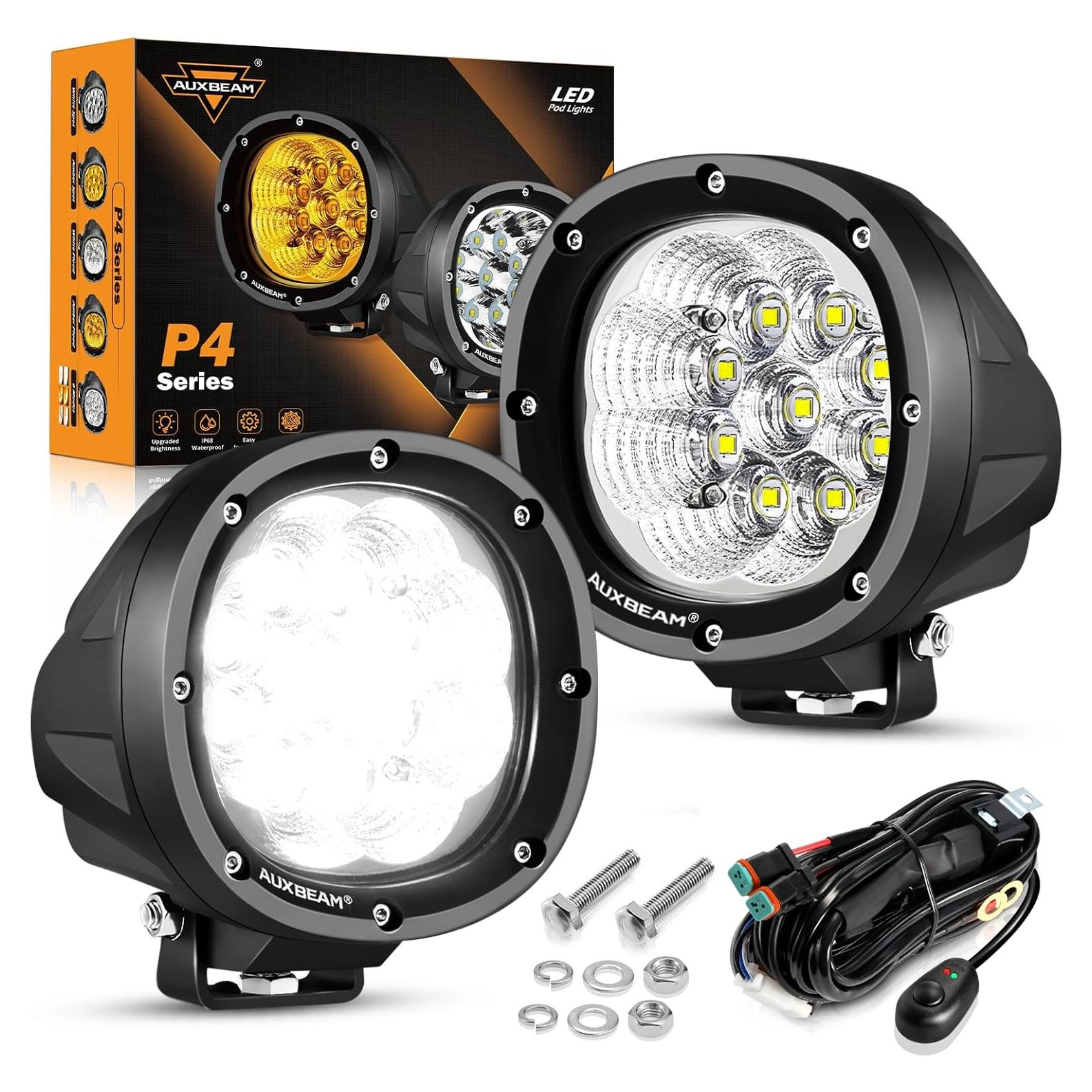 Luces LED Auxbeam 4 Pulgadas 90W 9000LM Inundación Offroad