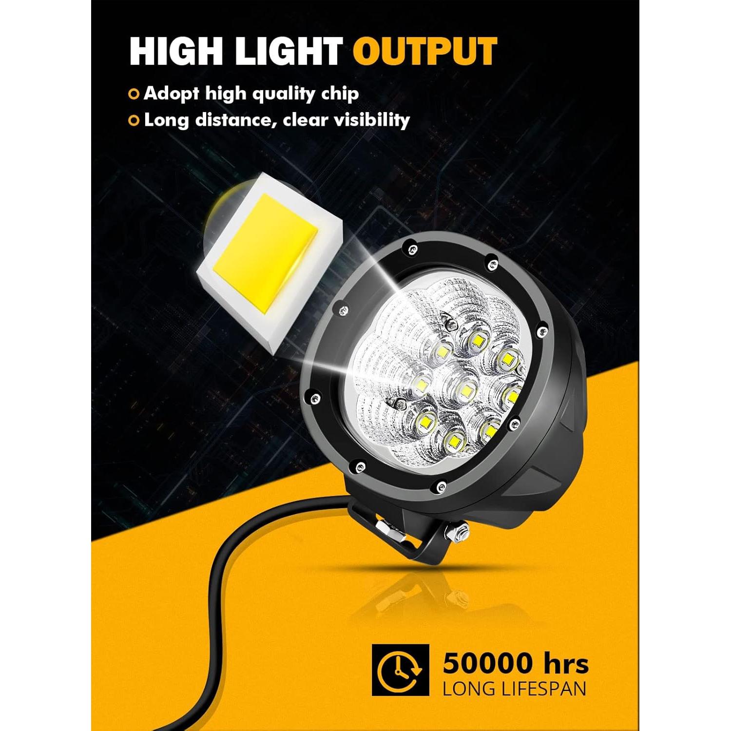 Luces LED Auxbeam 4 Pulgadas 90W 9000LM Inundación Offroad