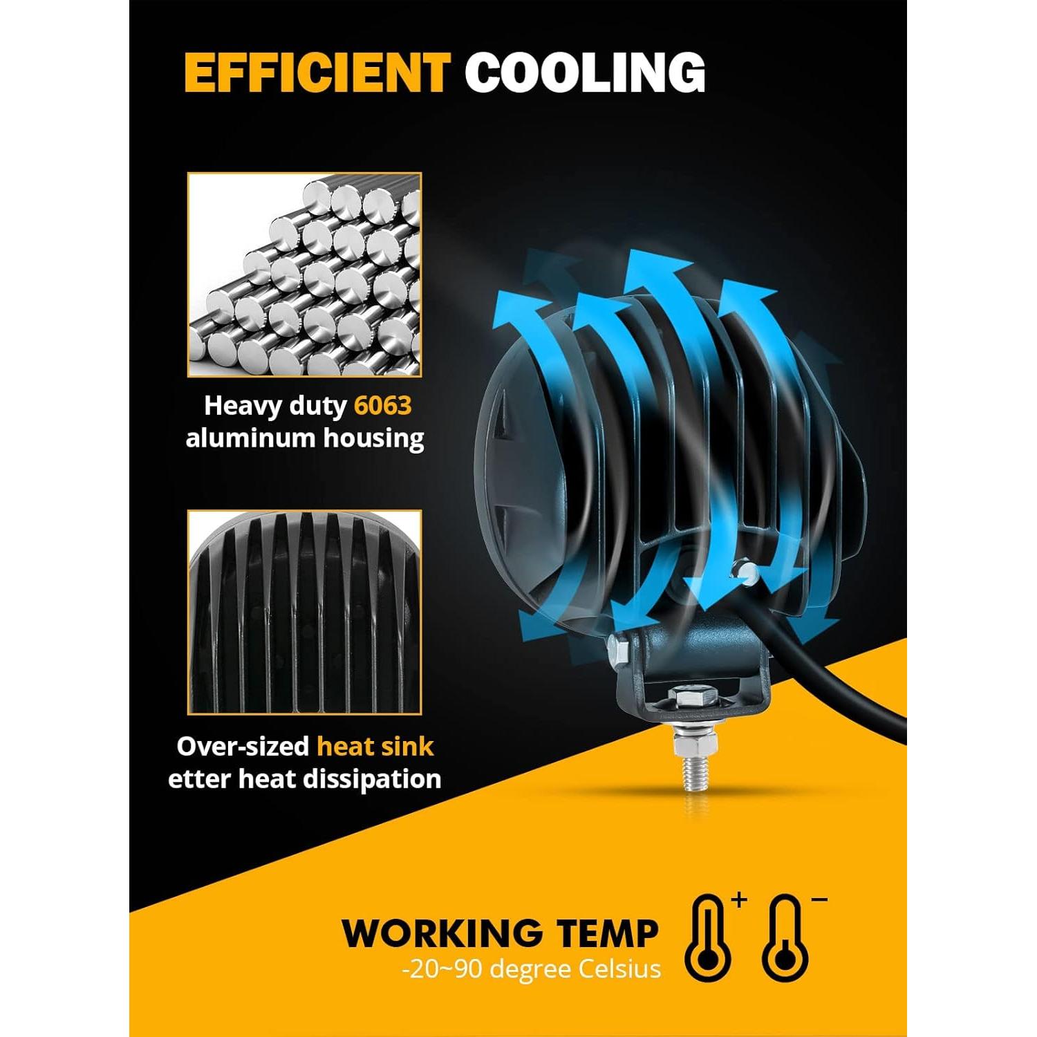 Luces LED Auxbeam 4 Pulgadas 90W 9000LM Inundación Offroad