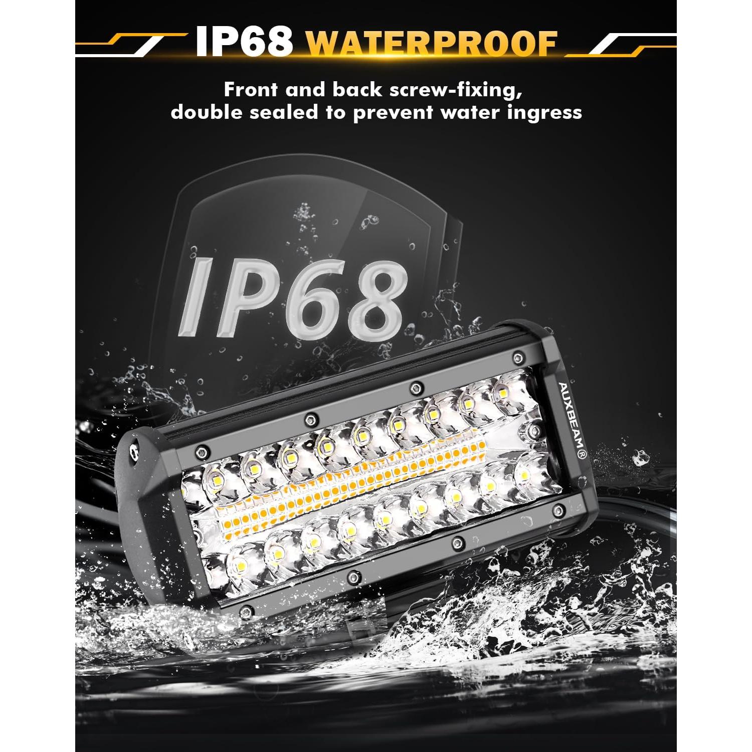 Barra de Luz LED Auxbeam 7 Pulgadas 300W 6 Modos Estroboscópicos