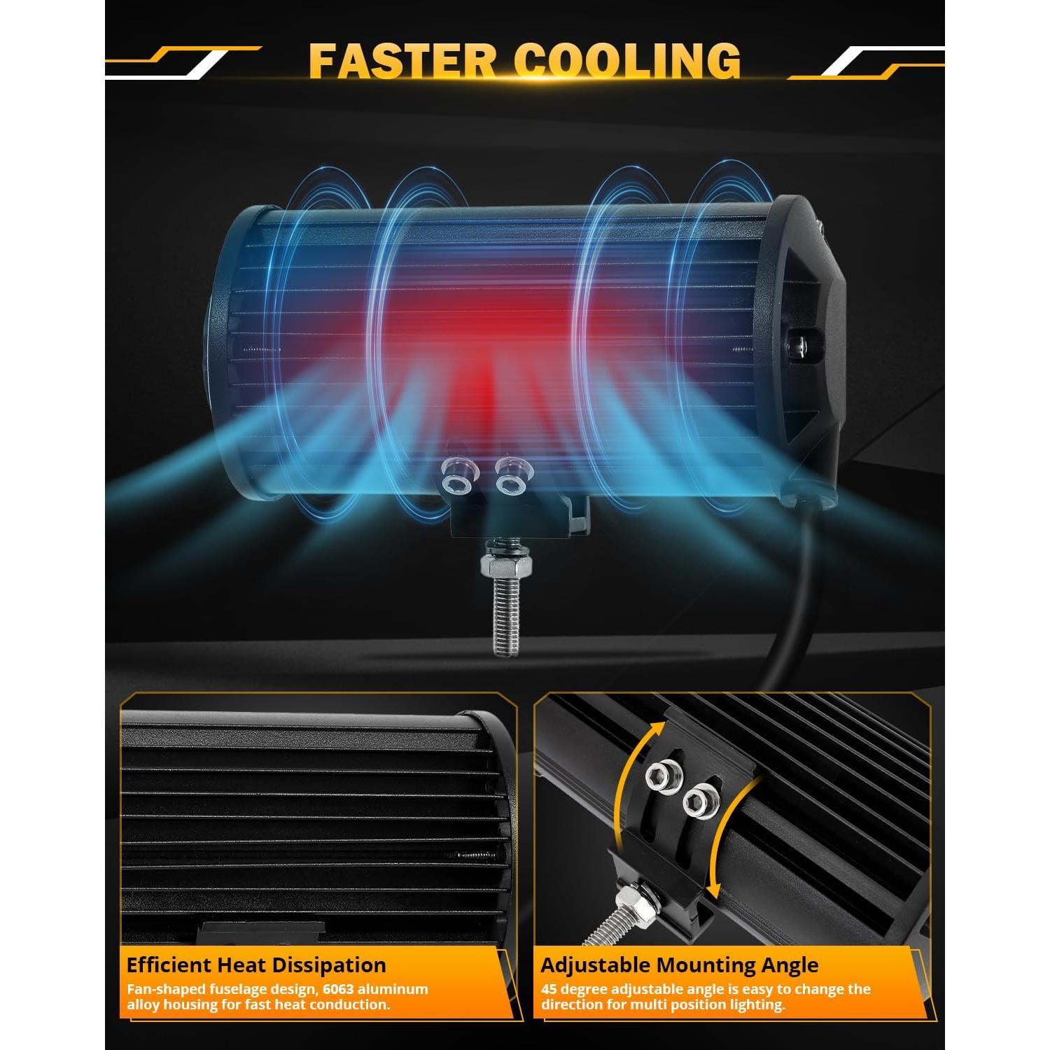 Barra de Luz LED Auxbeam 7 Pulgadas 300W 6 Modos Estroboscópicos