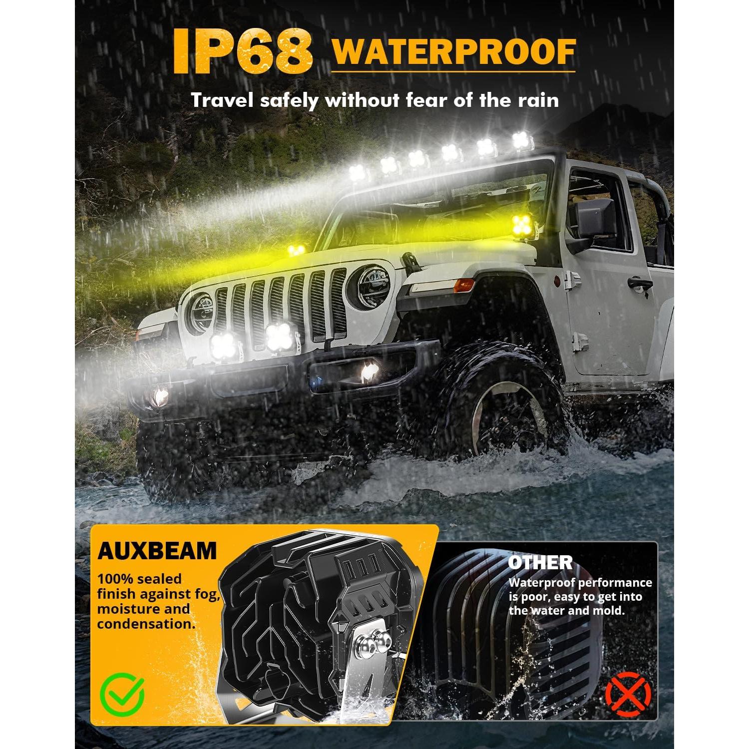 Luces LED Auxbeam 4.5" 128W con DRL Ámbar para Offroad