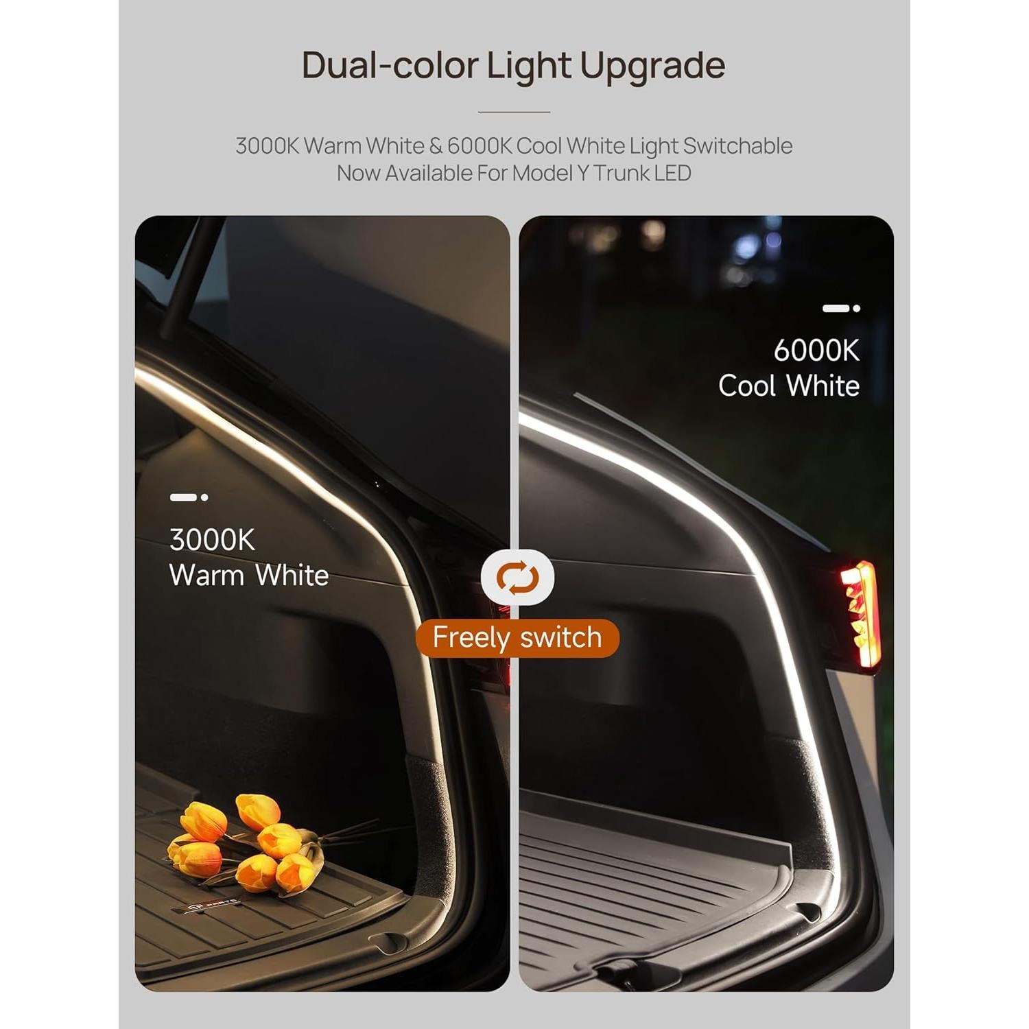 Tira LED Maletero TPARTS para Tesla Model Y 2020-2025 Doble Color