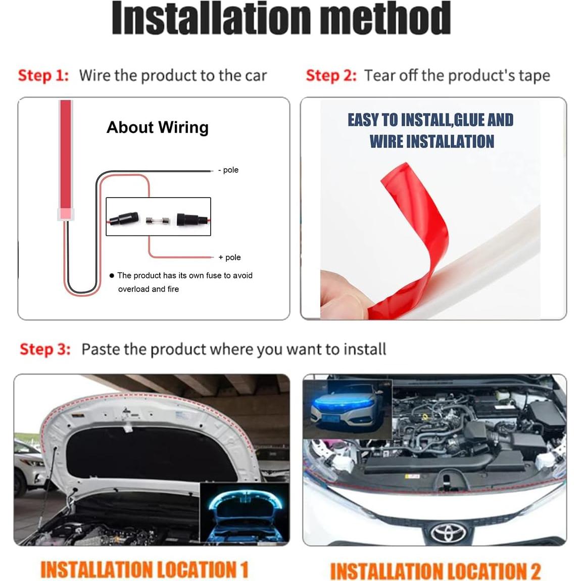 Tira de Luz LED para Capó de Coche Cooking Coll 150 cm Azul