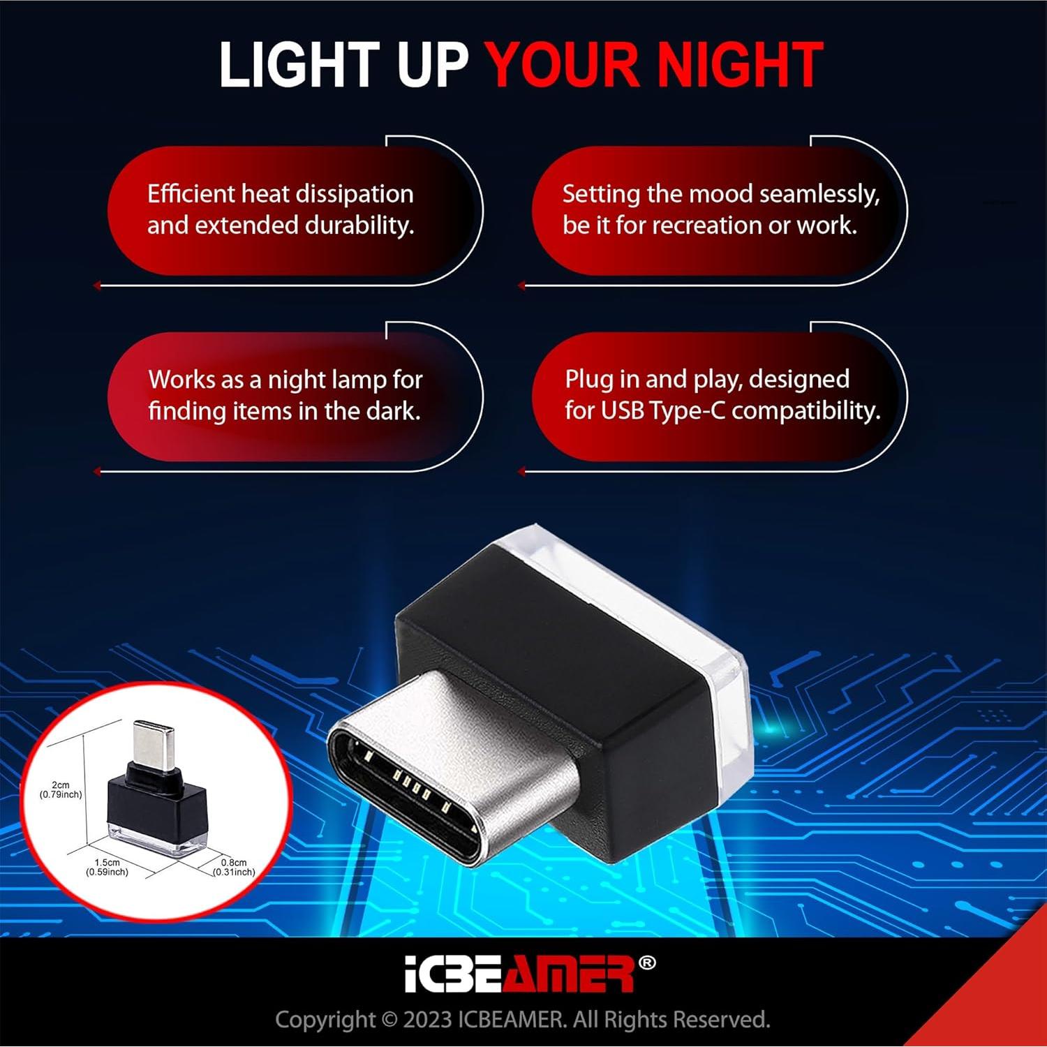 Luz Ambiental LED ICBEAMER USB-C Verde 3W Miniatura