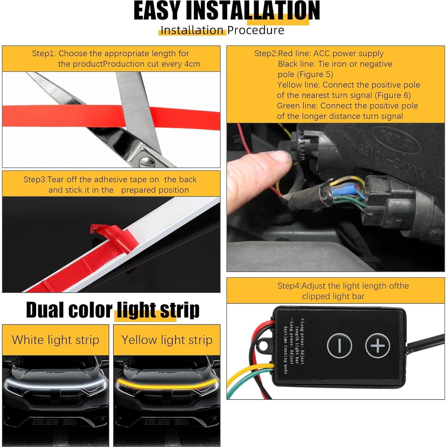 Tira de Luz LED Dinámica DREAMOTOR 94.5" Blanca para Capó