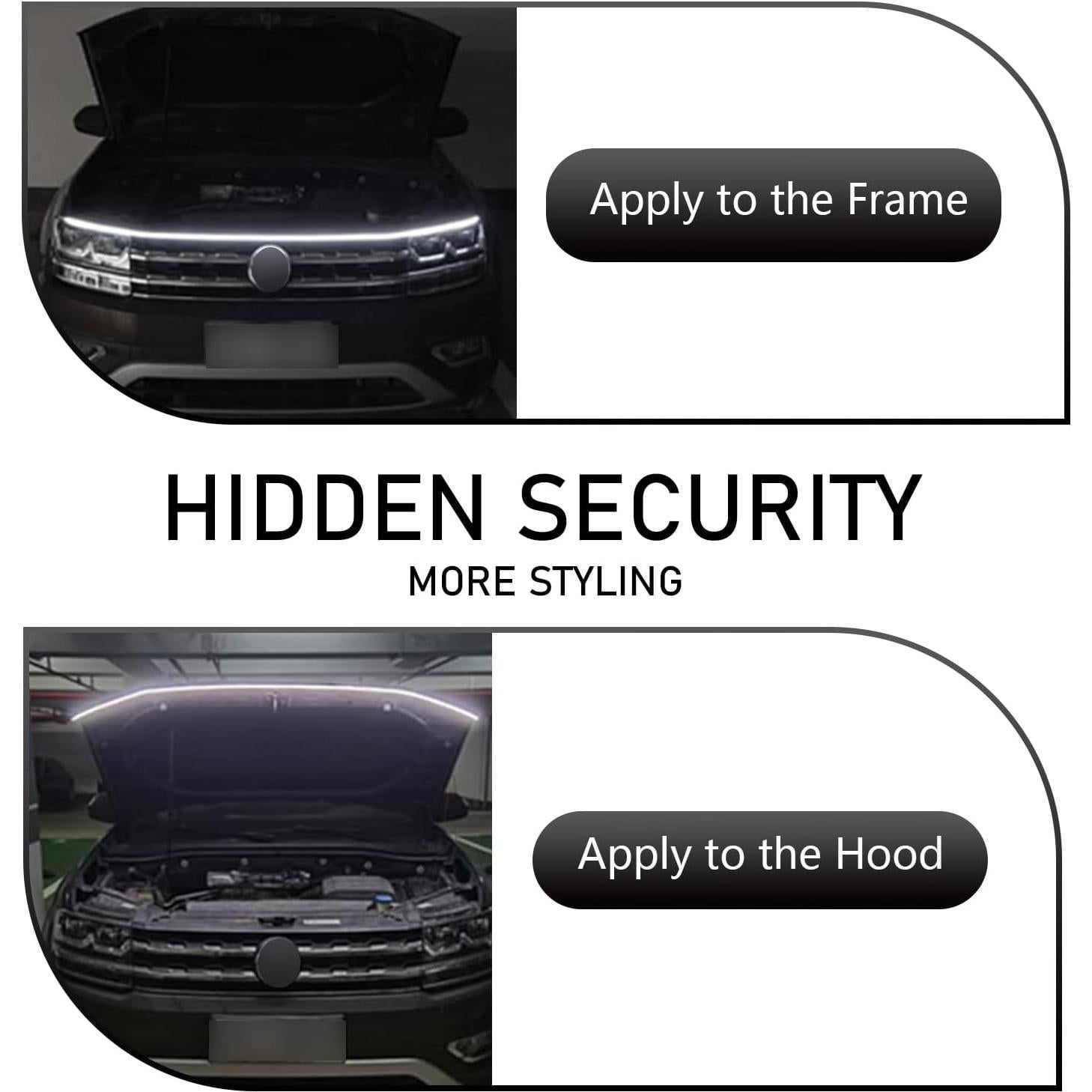 Luces de tira LED para coche Zeathery 70" (177.8 cm) Blanco