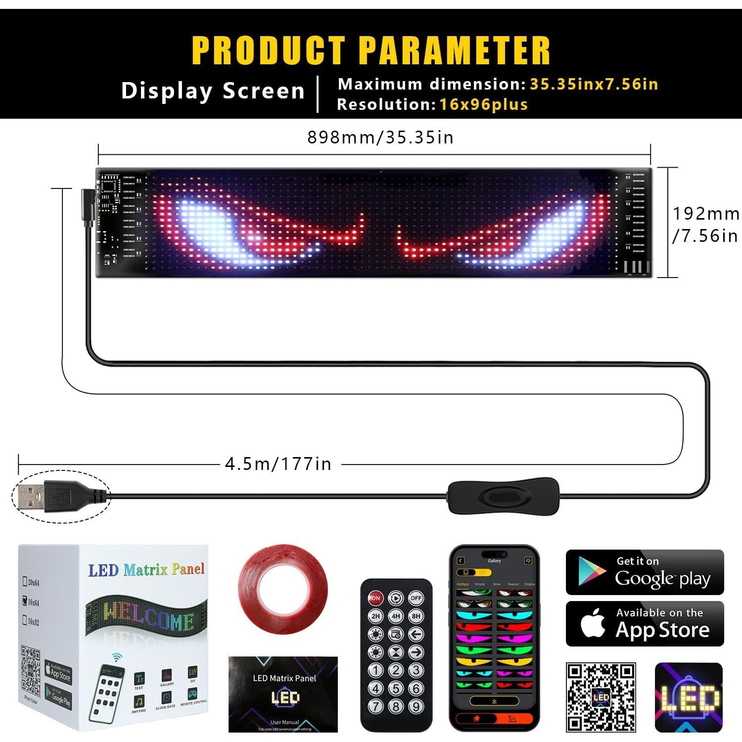 Luz LED Ojos Diabólicos POOMEL 89.8cm Multicolor Control Remoto