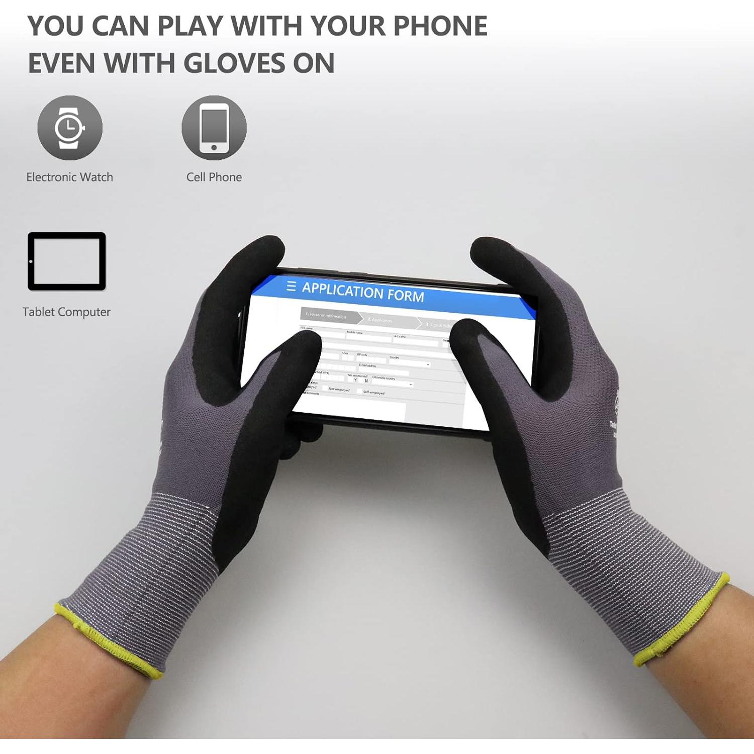 Guantes de Trabajo LOCCEF MicroEspuma Nitrilo 12 Pares Grises